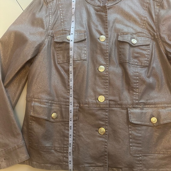 Chico’s Platinum Denim Jacket in Gold Size L - Picture 6 of 7